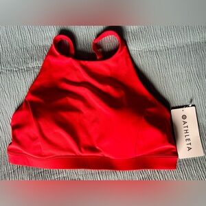 Athleta Red High Neck Bikini Top Size L Cup D-DD